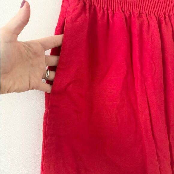 J. Crew Linen Cotton Blend Pull on Skirt with Scallop Edge in Red Size 8 - Picture 3 of 6